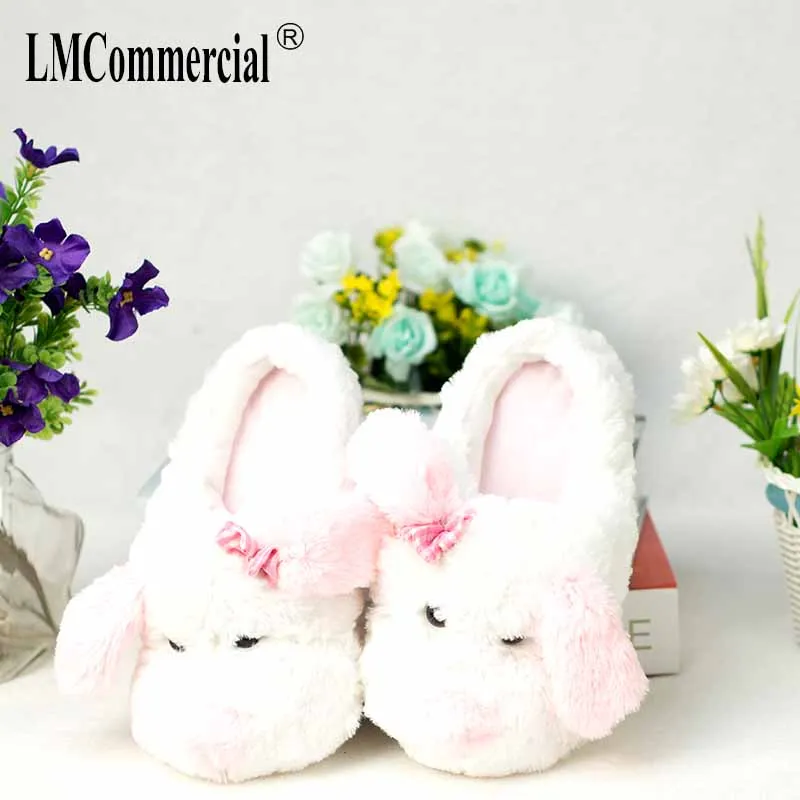 Women Anime Cartoon dog Slippers Lovers Warm Woman Slippers Winter Plush Home Floor Shoes House Slippers Children fur slippers