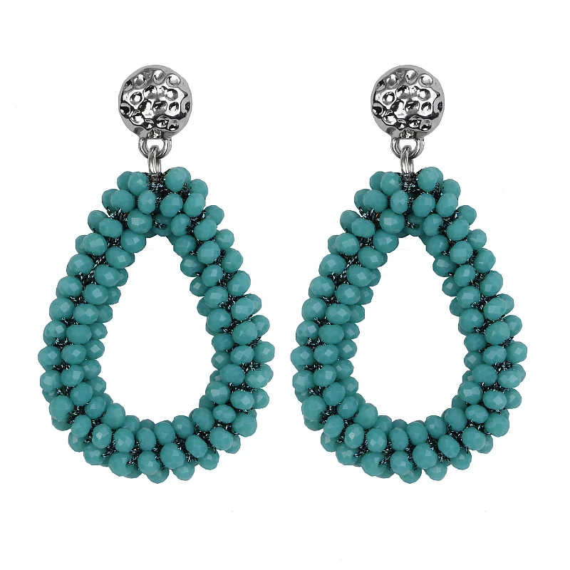 E0003 Turkey Blue Sehuoran бусины Висячие серьги для женщин камень геометрический глаз серьги Boho треугольники дизайн себе ухо панк украшения для ушей, серьги - Окраска металла: E0003 Turkey Blue