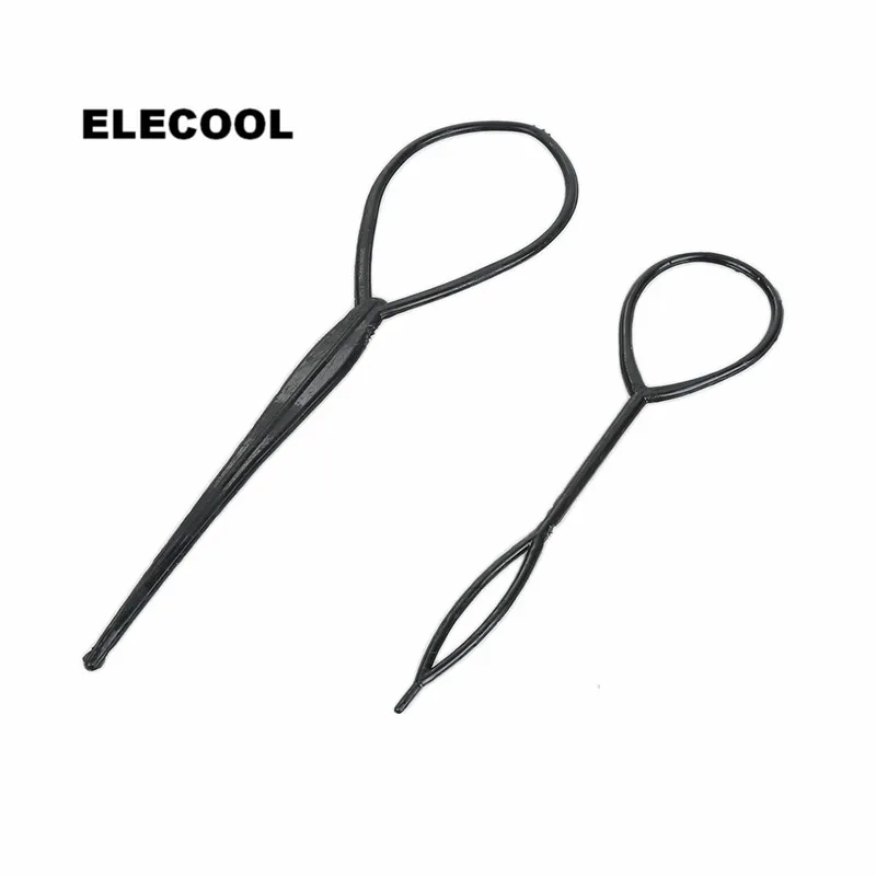 Elecool 2 шт./компл. инструмент для Плетения КОС конский хвост создатель пластиковое кольцо Инструменты для укладки черный топ пони хвост клип инструмент для укладки