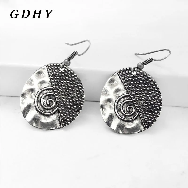Бронзовые круглые серьги-капли GDHY богемные декоративные нестандартные