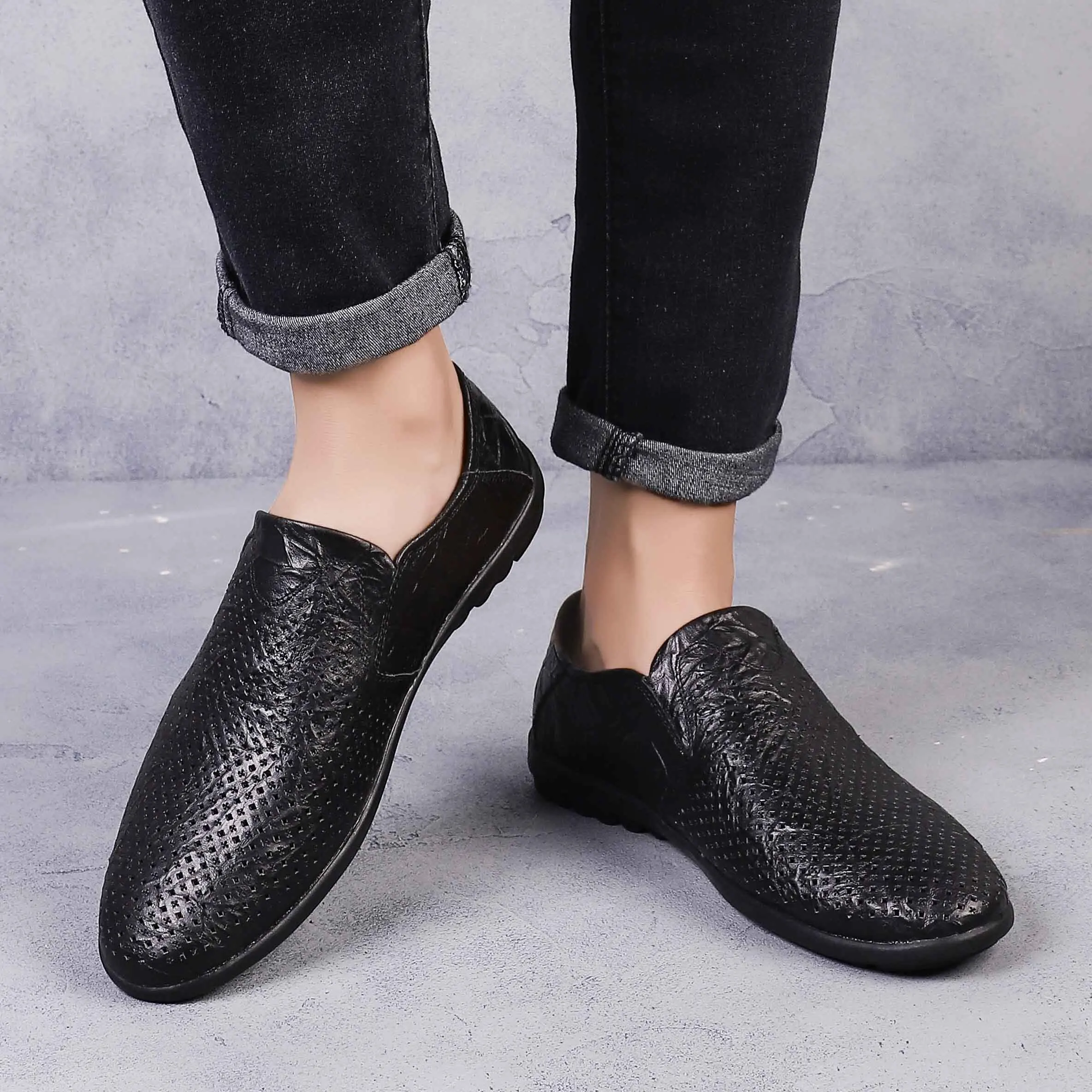 Men casual Shoes outdoor Comfortable leather driving loafer fashion moccasins Male Flat Sneakers men big size 47 L5 | Обувь