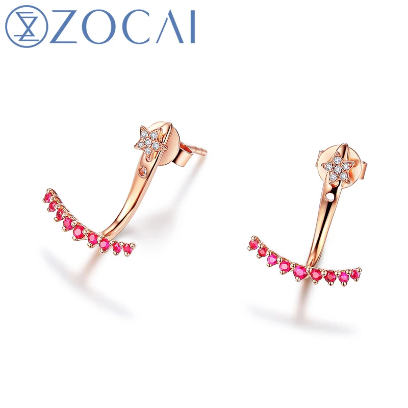Серьги-пусеты ZOCAI 0 13 карат сертифицированные красным Рубином с 02 каратами из