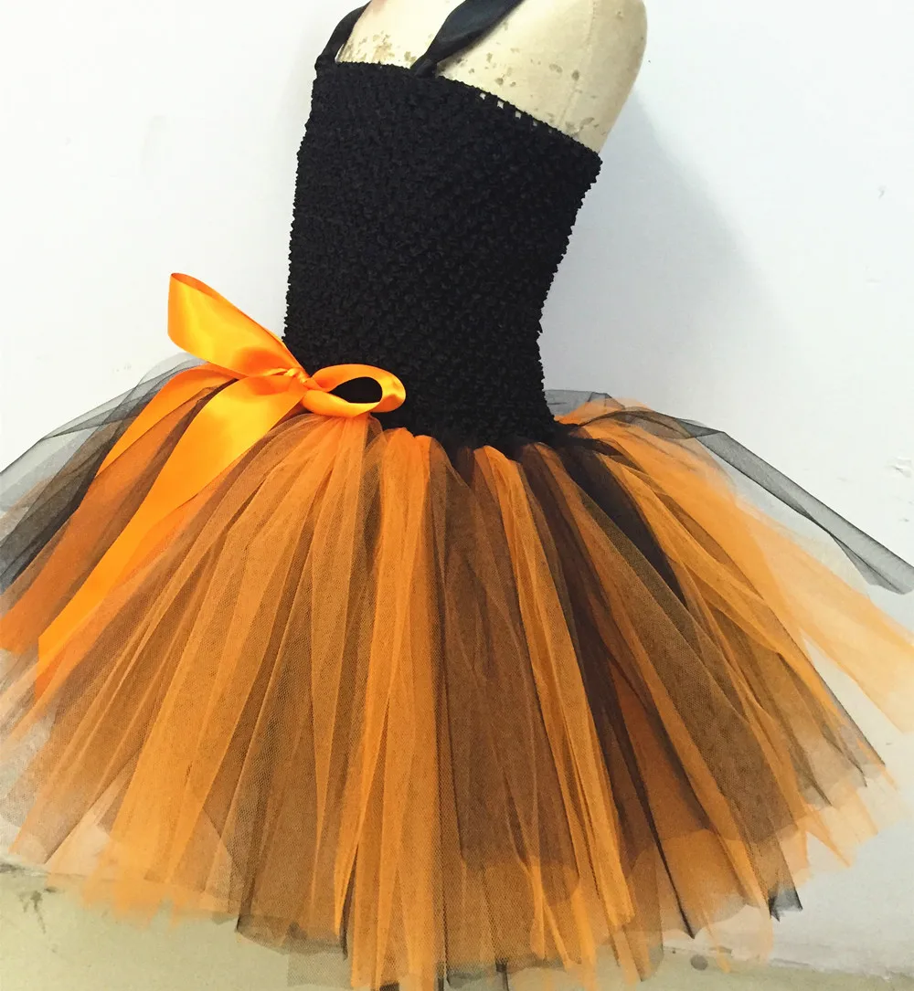 Autumn Pumpkin Tutu Dress Orange Green Flower Princess Kids Halloween Costumes For Girls Fancy Tulle Party Clothes | Тематическая