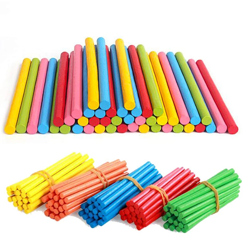 

100pcs Colorful Bamboo Counting Sticks Mathematics Montessori Teaching Aids Counting Rod Kids Preschool Math Learning Toy GYH