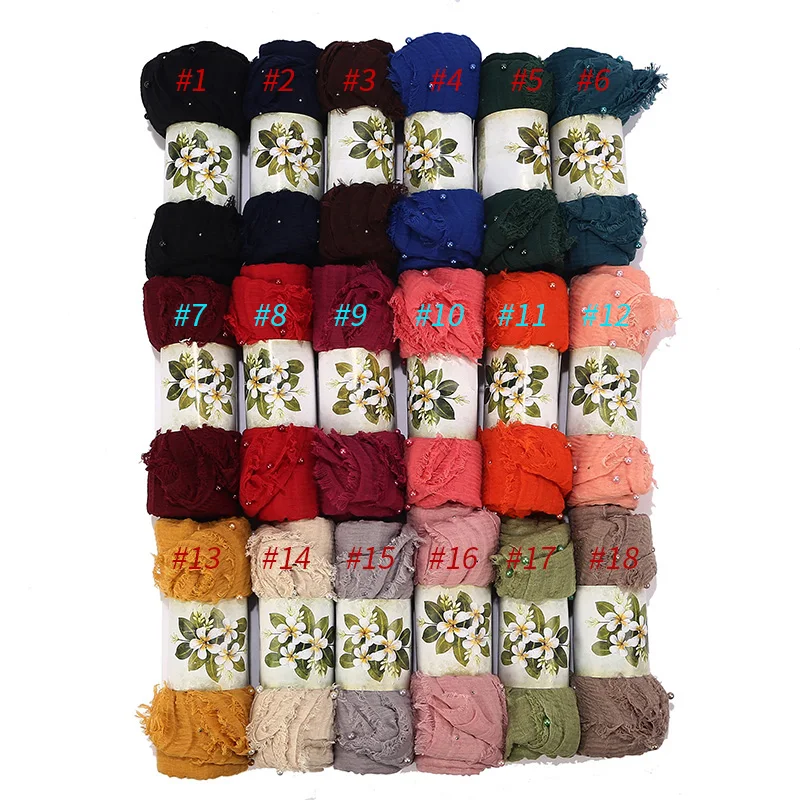 20 шт./лот женский простой хлопковый шарф-шаль из пузырчатой ткани со складками