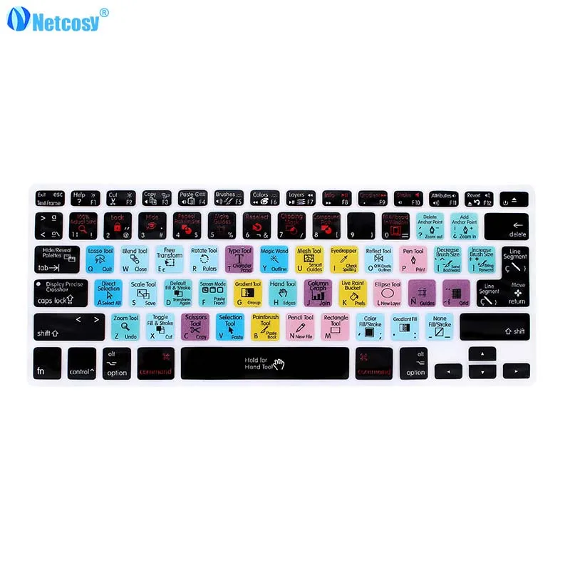 Netcosy испанская клавиатура для Macbook Pro A1278 Air 13 Ableton Final Cut Pro X фотошоп резиновая крышка