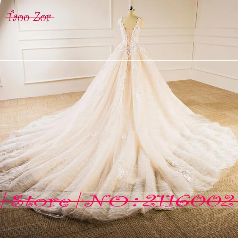 Taoozor почетный Robe De Mariage цветы жемчуг Кружево ТРАПЕЦИЕВИДНОЕ свадебное платье