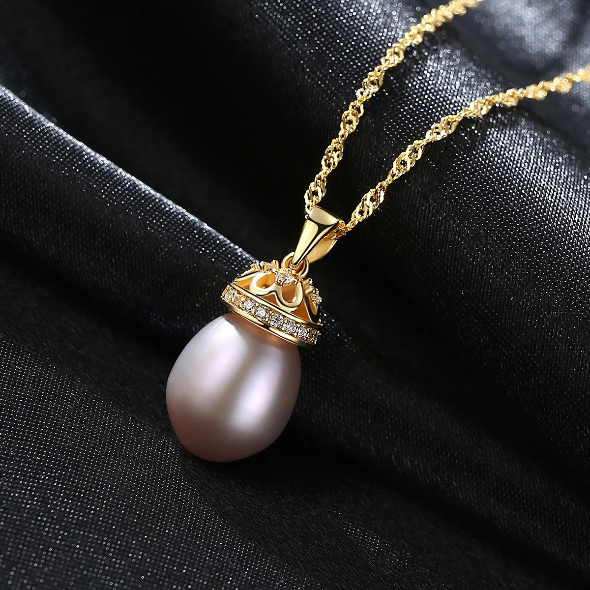 LANCAI 925 Sterling Silver Necklace Natural 9-10mm Freshwater Pearl 18K Gold Plated Pendant for Women Fine Jewelry | Украшения и