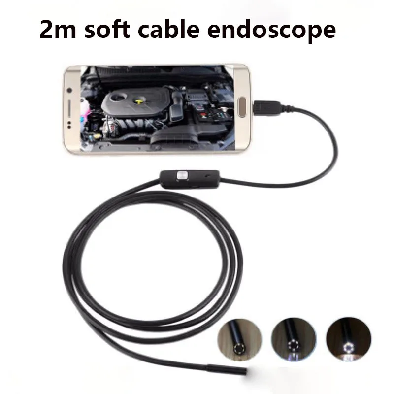 

2M Endoscope Camera IP67 Waterproof 6 LED Borescope Auto Repair Pipe Inspection Mirror Telescopic Mirror Tool for Android PC