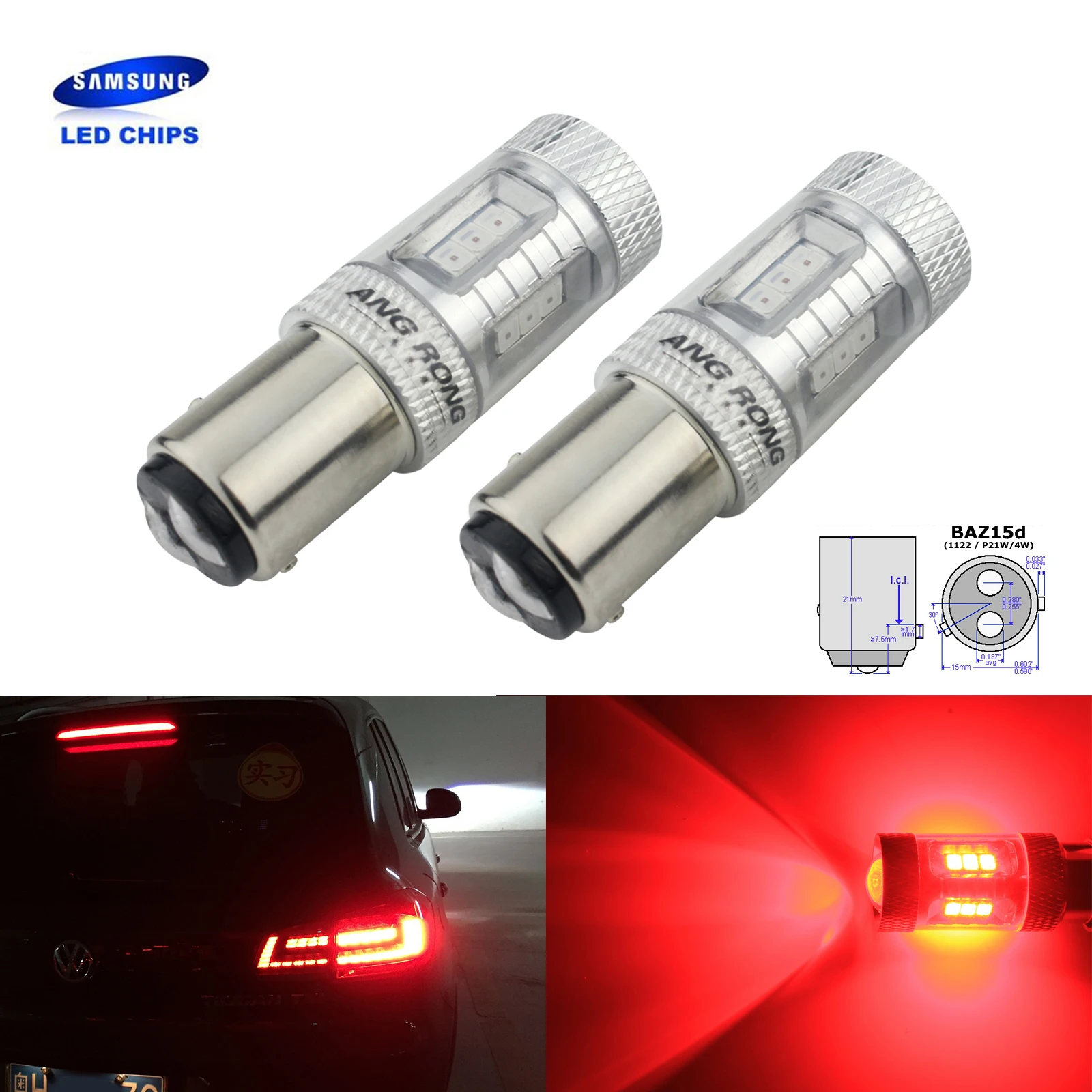ANGRONG 2x566 P21/4W 1122 BAZ15d 15W светодиодсветодиодный лампы заднего стоп сигнасветильник
