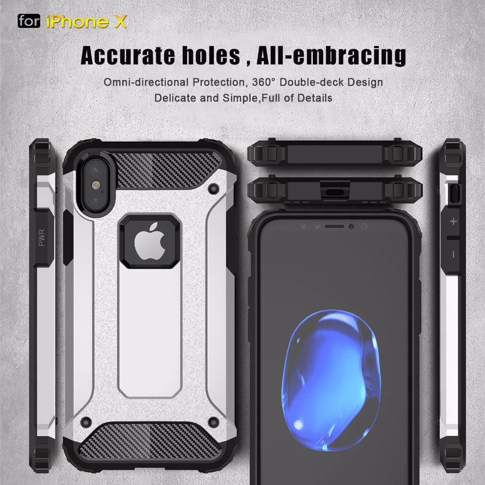 For iPhone XR case Shockproof Hybrid PC Armor Anti-Shock Silicone Cover XS Max X 5 6s 7 8 Plus Rugged Case | Мобильные телефоны и