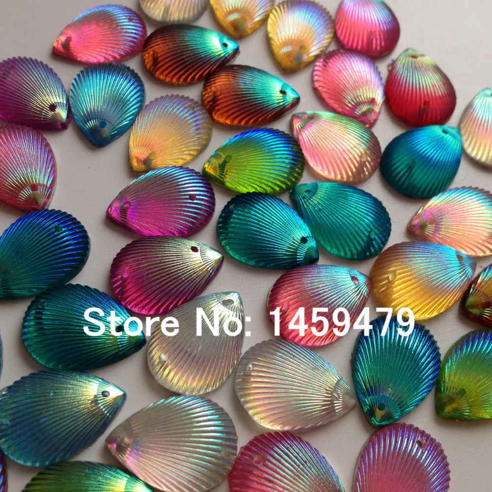 Fashion flash Loose Beads New Product Resin Rhinestones Mix Color AB 100pcs 13X18mm Drop Water Shell Sewing Accessories | Дом и сад