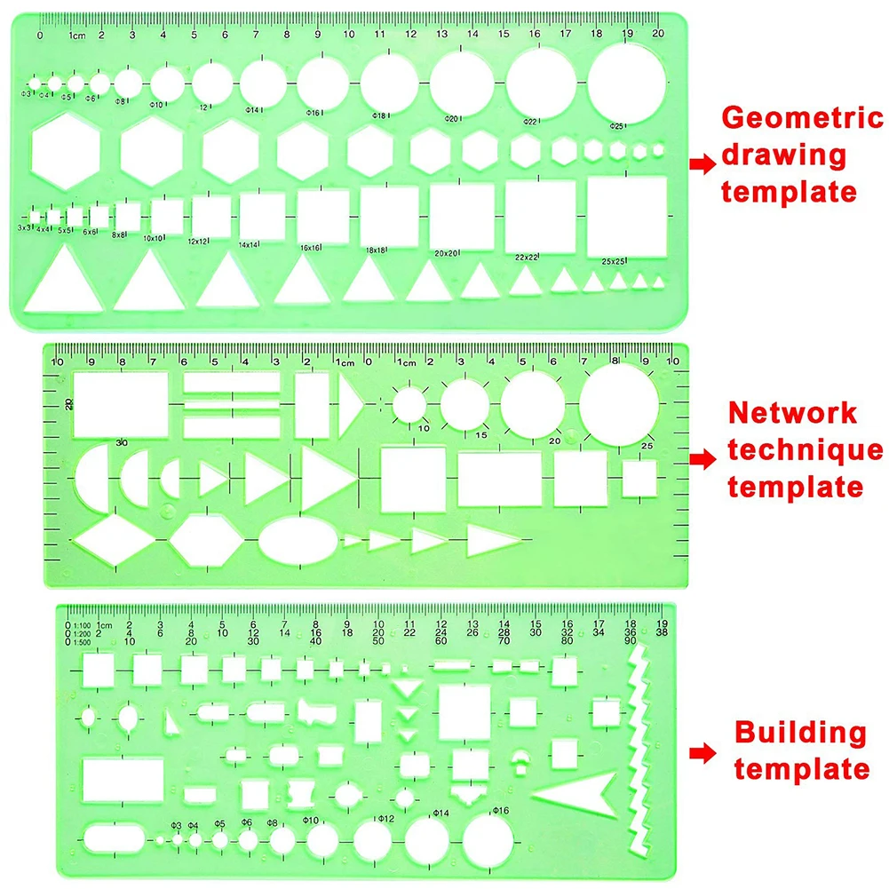 11 Pcs Rulers Wide Usage Drawings Templates Geometry Stencils Set Work Practical Office Student Multifunction Measuring Learn | Канцтовары