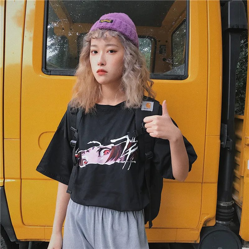 2019 Harajuku Bf Свободные мультфильм Ins футболка для женщин футболки Chic Kawaii Девушка