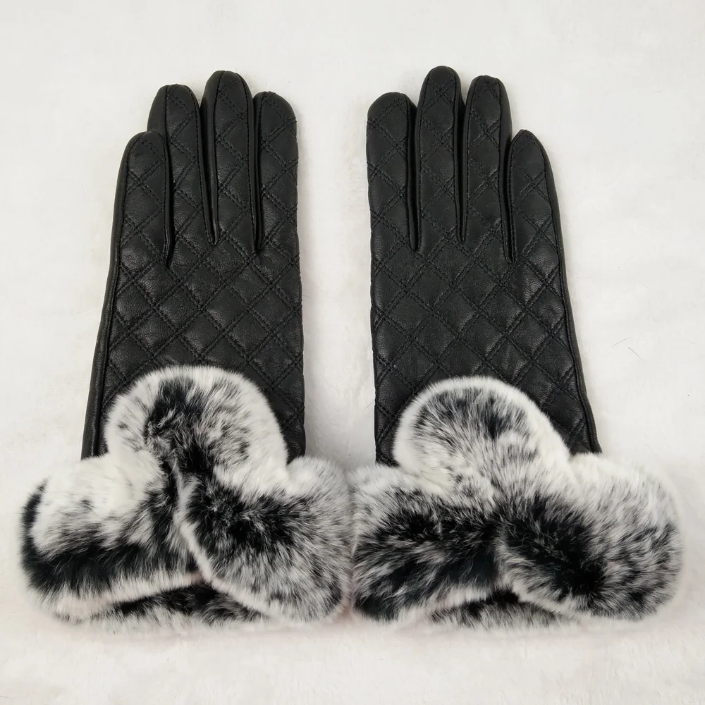 New 2019 Real Rex Rabbit Fur Women Gloves Winter Genuine Sheep Leather Mittens Fashion Touchscreen gloves Free Shipping BZ8002 | Аксессуары