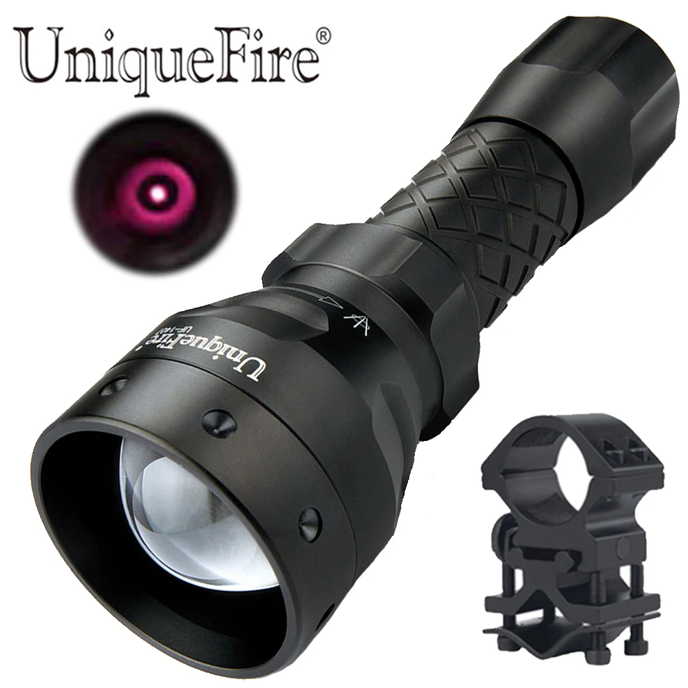Инфракрасный фонарик UniqueFire 3 режима зум фокус 850 нм лампа + крепление для прицела