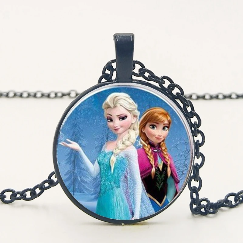 Новая подвеска с Анной подвеской Ge Elsa, ожерелье с изображением героев мультфильмов для девочек, ожерелье с драгоценными камнями, подарок для девочек, цепочка с мультяшным свитером