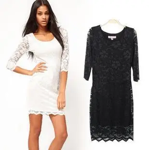 Discounted Sexy Full Black Long Sleeve Lace Stretch Clubwear Mini Dress Lingeries Skinny DS Dance Dresses FREE SHIPPING|dress long sleeve tunic