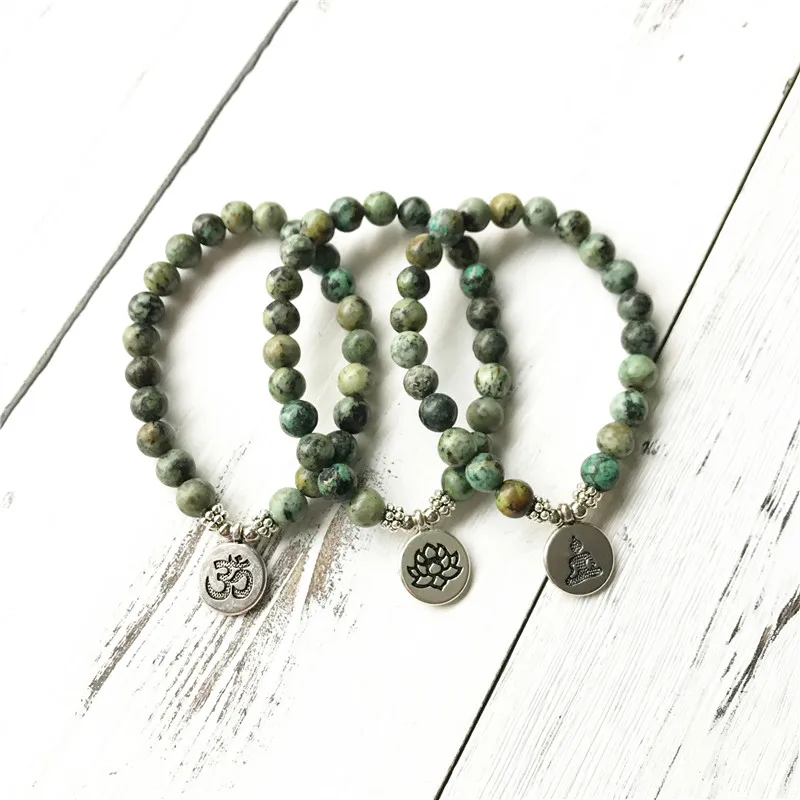 African Turquoises Bracelet Wrist Mala Beads Healing Crystals Chakra Jewelry New Beginnings Emotional Balance Personal Growth | Украшения и