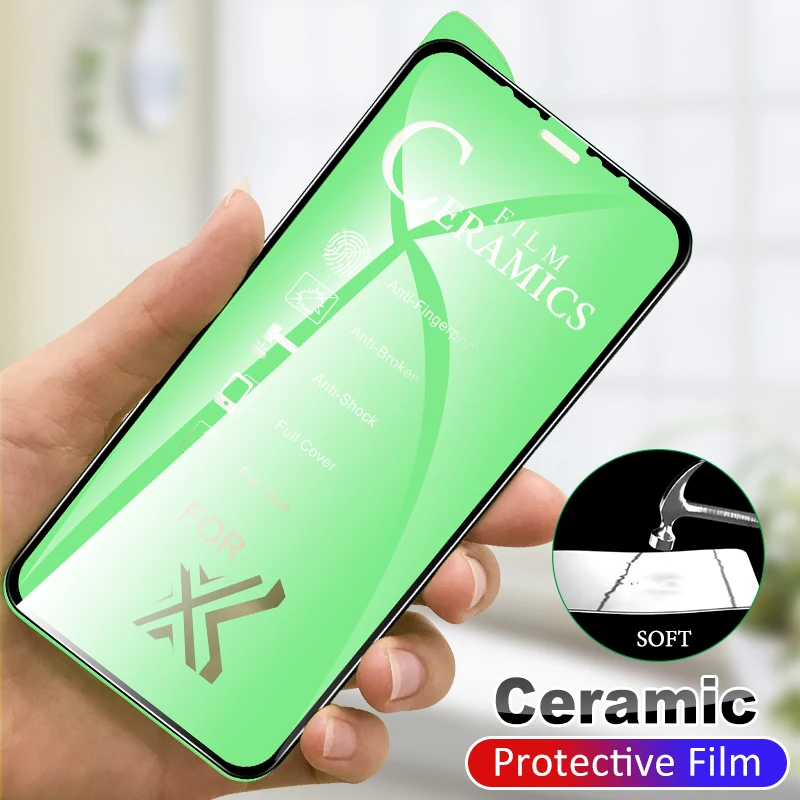 Мягкая пленка с полным клеем для iPhone 11 Pro Max XS XR X 8 7 6 6S Plus керамический защитный