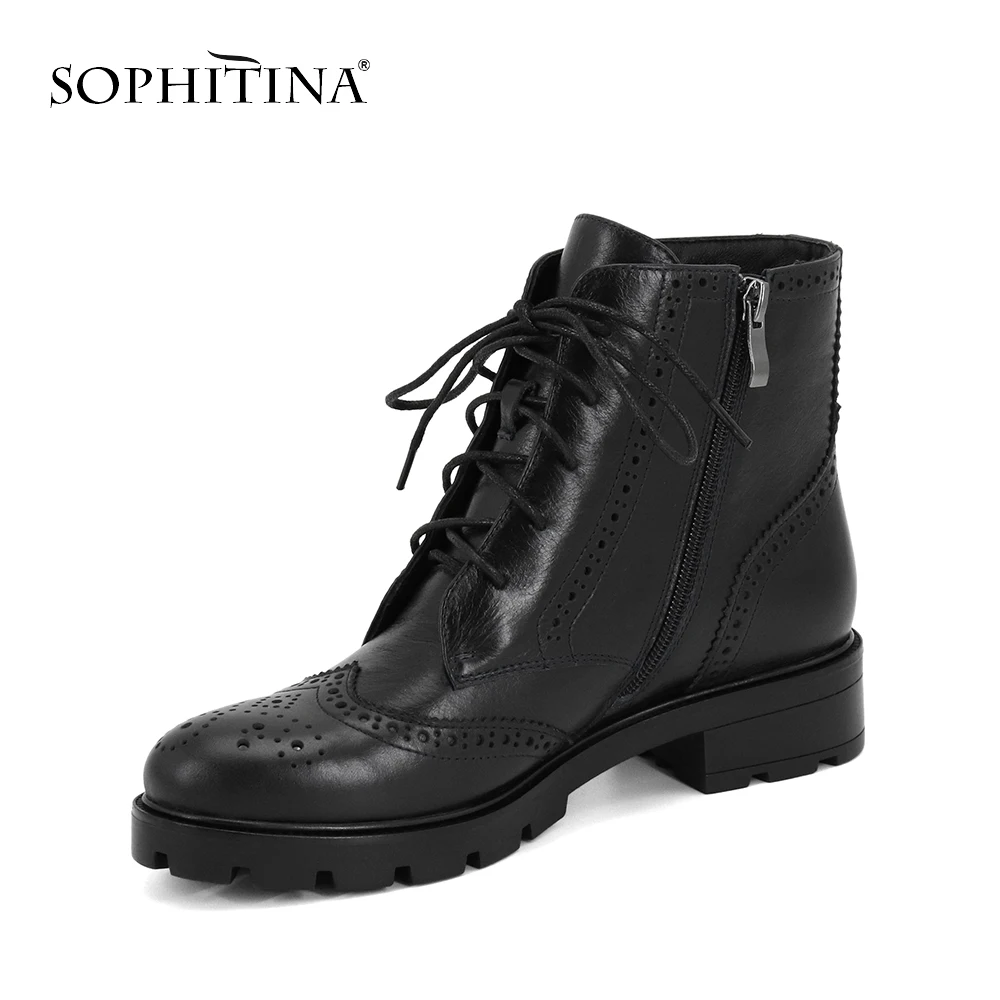 SOPHITINA/новые женские ботильоны из натуральной кожи; удобная повседневная обувь с круглым носком; зимние короткие плюшевые теплые ботинки martin; M74