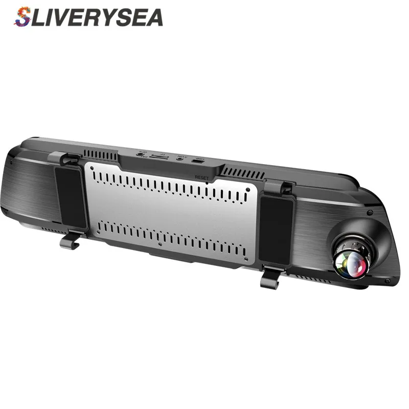 SLIVERYSEA 1" зеркальный видеорегистратор, двойная камера HD1080P, видеорегистратор для автомобиля, детектор движения, g-сенсор, зеркальный видеорегистратор