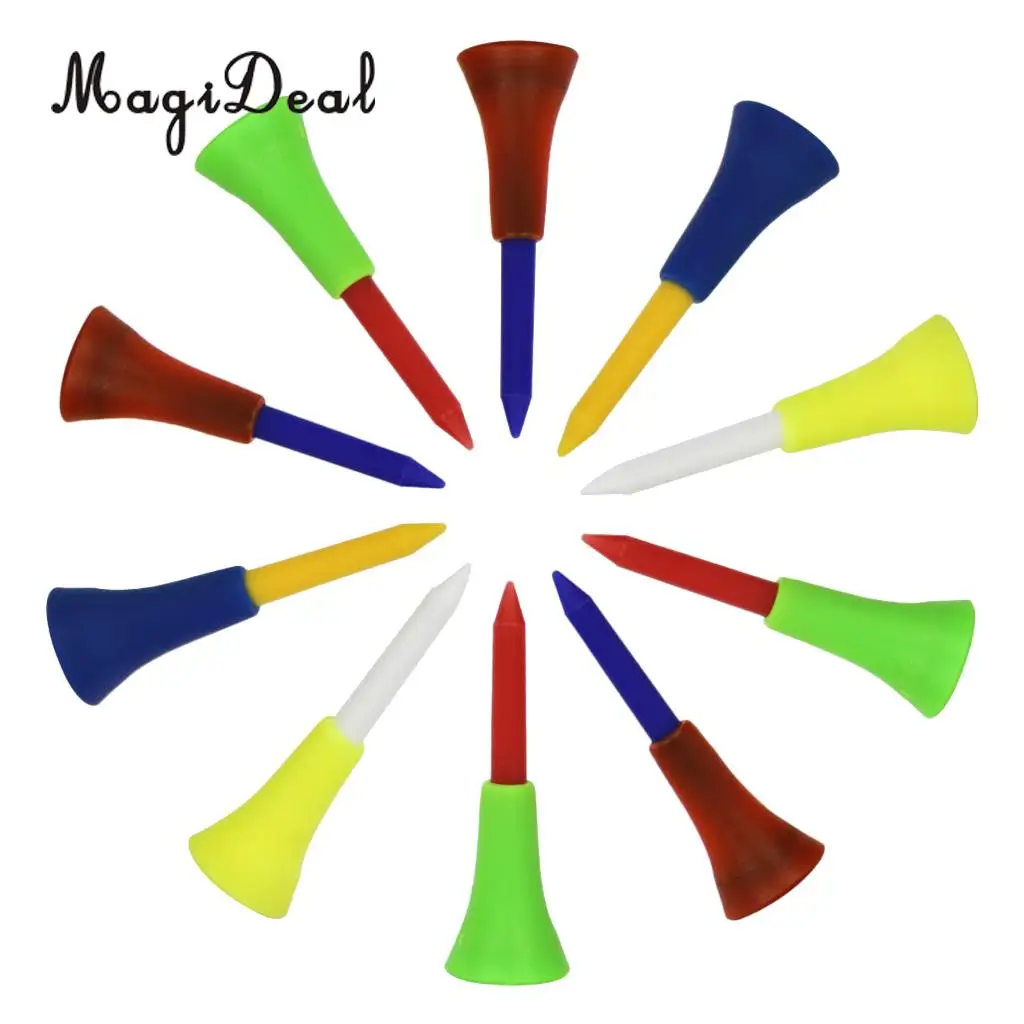 10 шт. Ти для гольфа Пластик мяч ногтей с резиновой верхушкой тройник 70/56 мм |