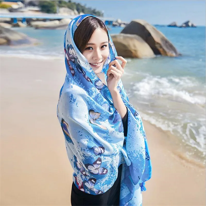 

Bandana Women Scarves Cotton Linen Woman Scarf Seaside Beach Sunscreen Scarf Hijab Poncho Shawl Long Large Size Women's Pashmina