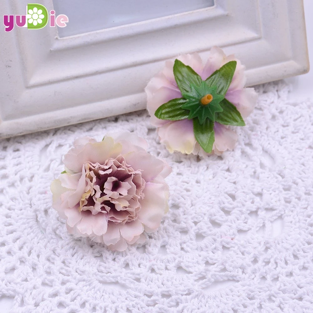 Light purple 20 шт. 4,5 см коллаж искусственный цветок гвоздики голова Свадебные украшения DIY искусственный z цветочный венок подарок - Цвет: Light purple