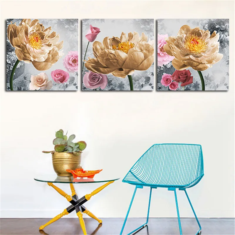 Настенная живопись 3 штуки картина с красивыми цветами пейзаж холст настенный