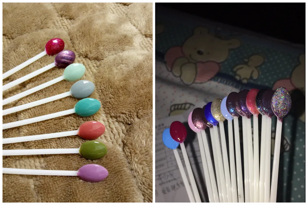 

ZKO 50 Tips Nail Art Display Spoon Shape Natural Showing UV Gel Polish Colors Tools For Nails