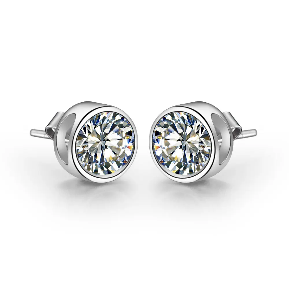 

TEST POSITIVE 0.5Ct each 5mm D Moissanite Diamond Stud Earrings Platinum 950 Earring for Her Women Promise Jewelry