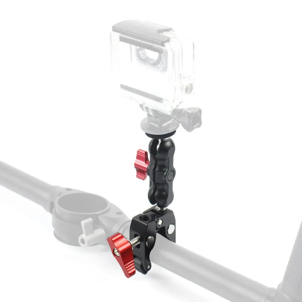 Алюминиевый сплав DSLR камера Magic Arm Dual 1/" шаровая Головка крепление на руль Супер Зажим для горячий башмак монитор штатив
