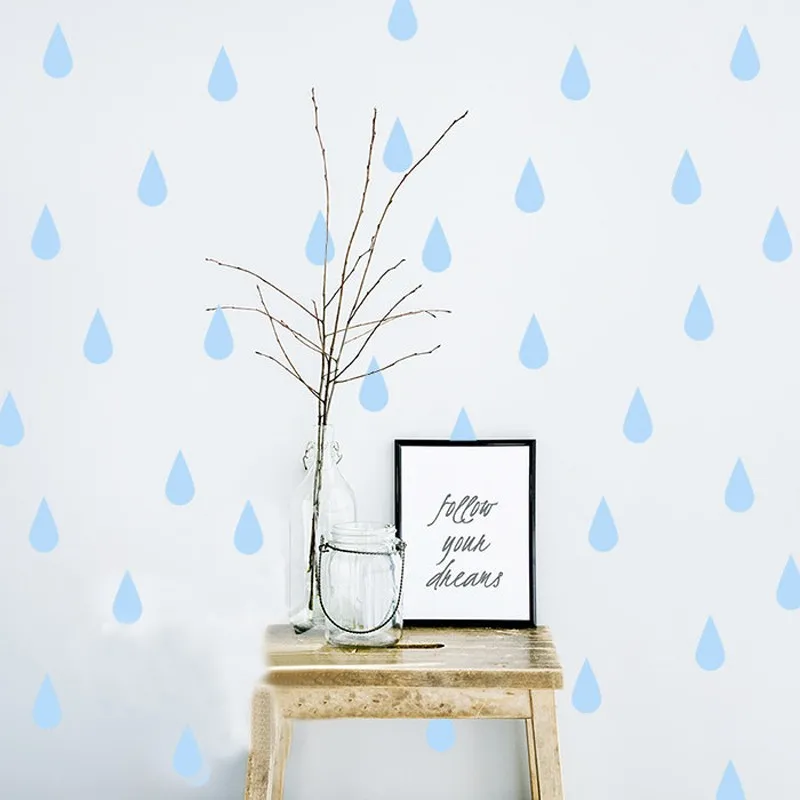 DIY Raindrop Wall Decal Vinyls 60 Raindrop/set Stickers for Kids Room Pattern Office Kitchen Decor Home Decoration |
