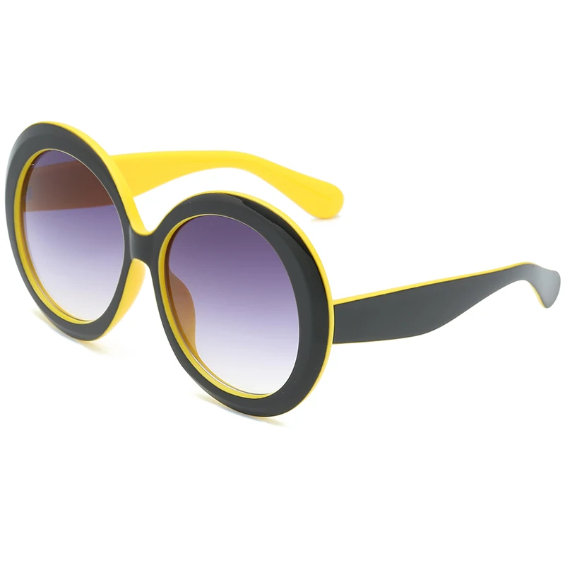 yellow gradual grey LongKeeper Круглый Большие женские очки Очки градиент черный коричневый солнцезащитные очки для мужчин подарок Брендовая Дизайнерская обувь uv400 - Цвет линз: yellow gradual grey