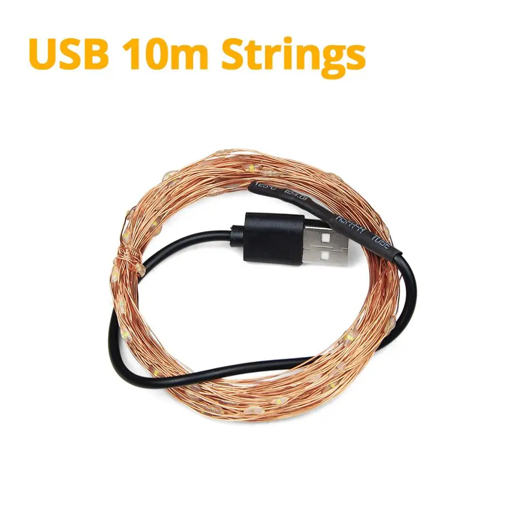 10M USB String Светодиодные ленты Солнечный свет/USB Порты и разъёмы Мощность светодиодный фея открытый гирлянды светодиодные Свадебная вечеринка украшения Водонепроницаемый 5 м 10 м 20 м - Испускаемый цвет: 10M USB String