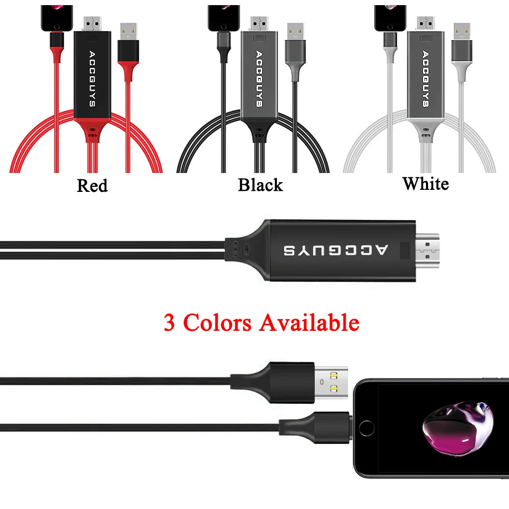 ACCGUYS HDMI кабель для освещения к HDTV ТВ адаптер цифровой AV патч корд 1080P iPad Mini Pro iPhone X 8