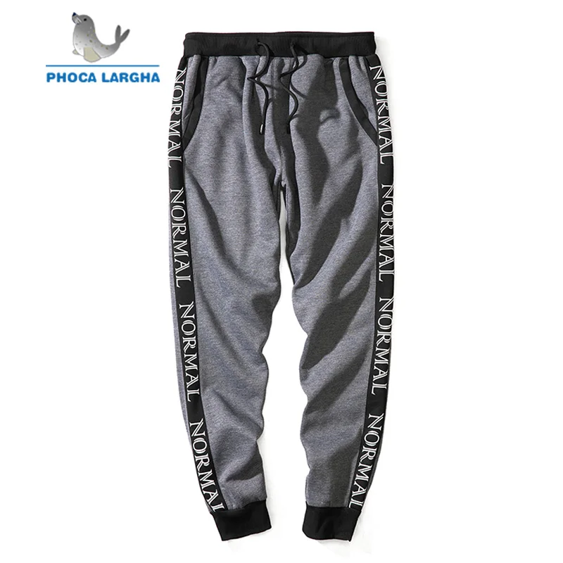 2018 Мужские штаны для бега с буквенным принтом хлопковые спортивные полосками