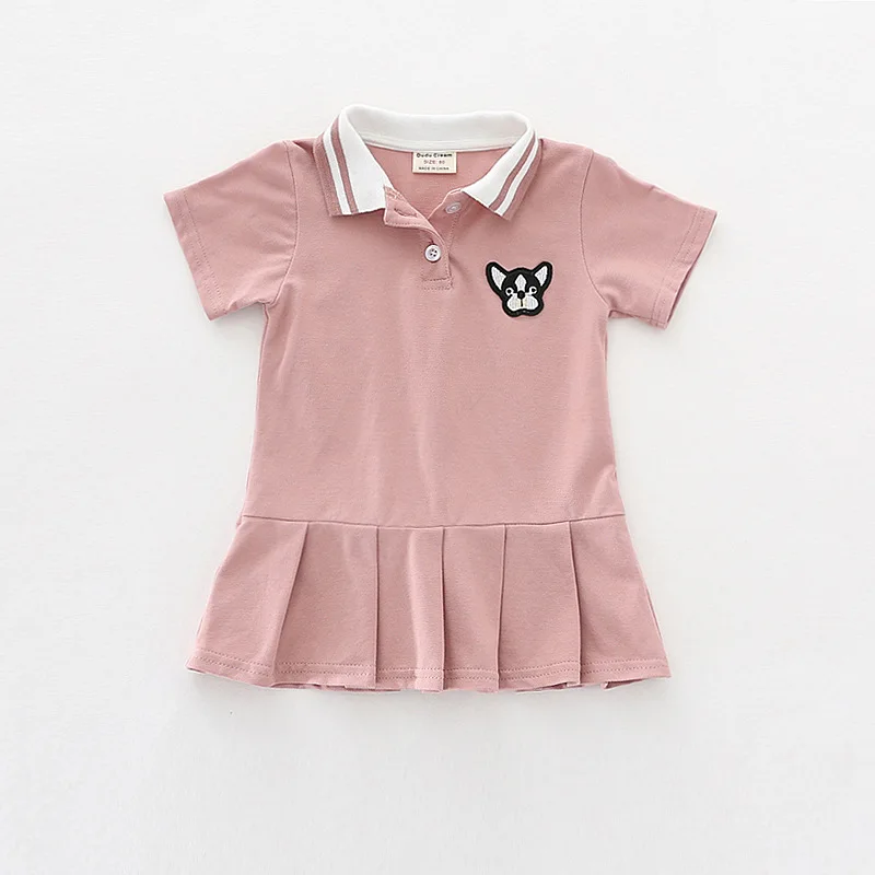 Baby Girl Lapel Embroidery Tennis Dress Summer Children Clothing Cute Pleated Kids Short-sleeve Shirt Dresses Toddler | Детская одежда
