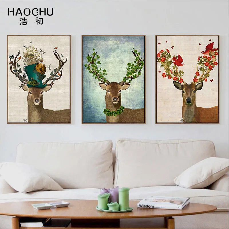 Новогоднее украшение на стену в виде животного HAOCHU Постер спальню современный