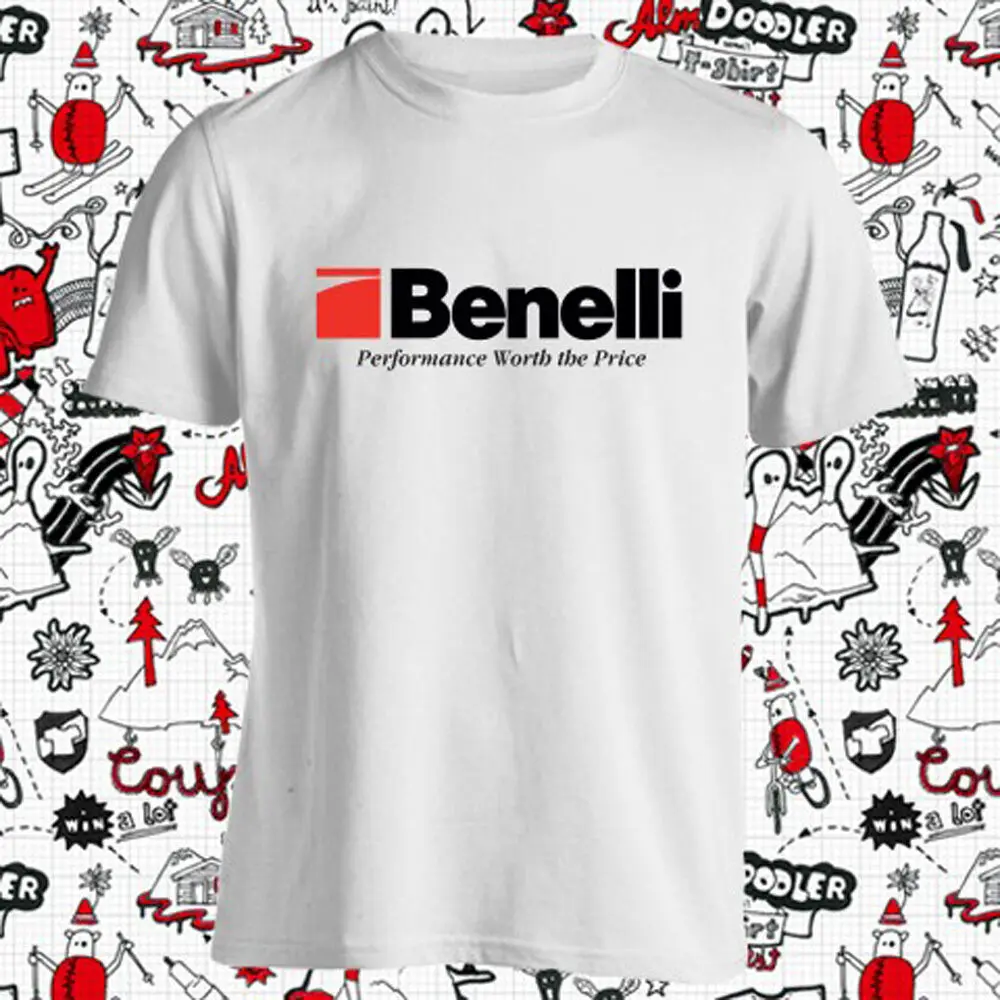 Новый Benelli огнестрельное оружие логотип Для мужчин белая футболка Размеры S до 3XL