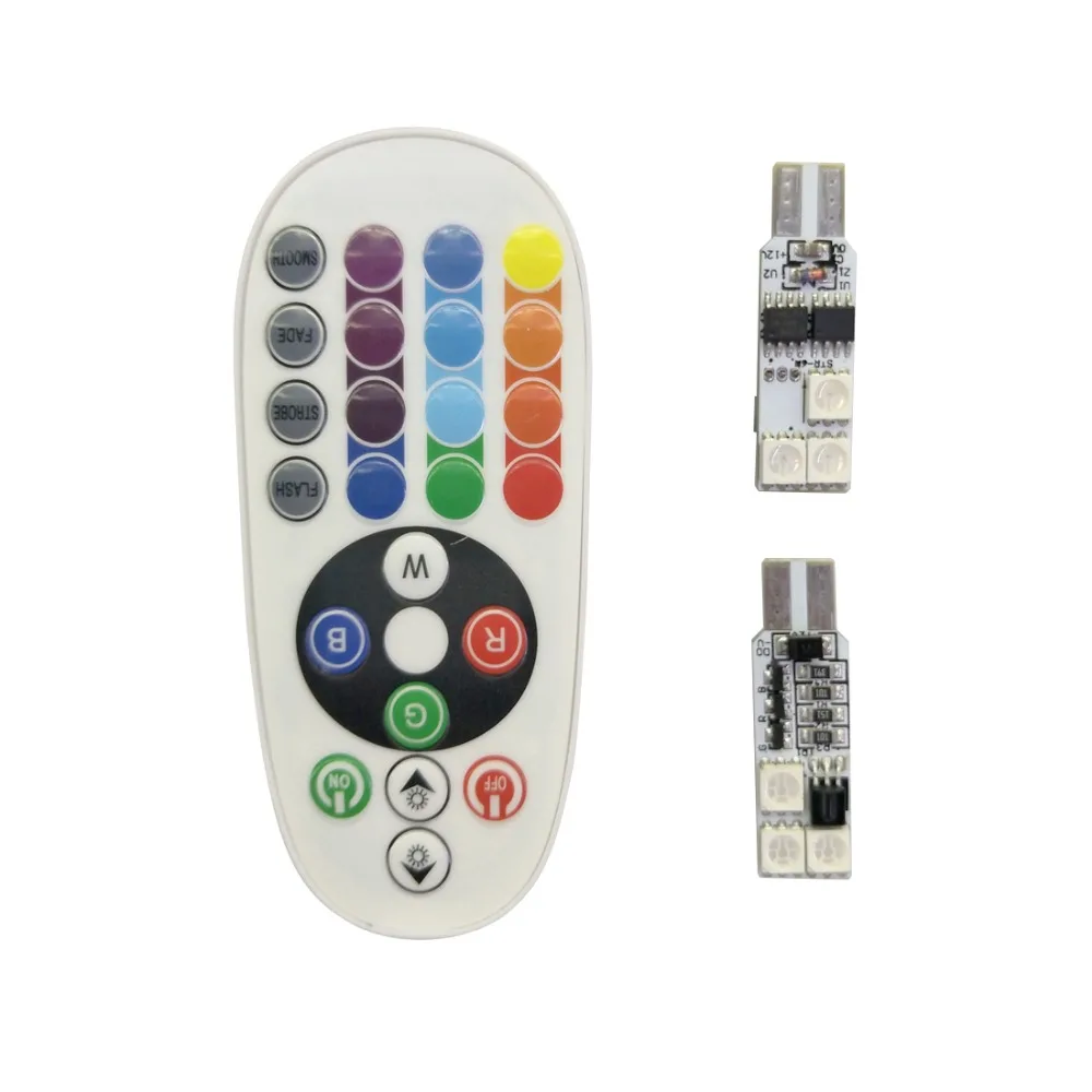 2 шт. T10 6 Led SMD5050 RGB DC12V Автомобильные показанные широкие лампочки 194 168 W5W