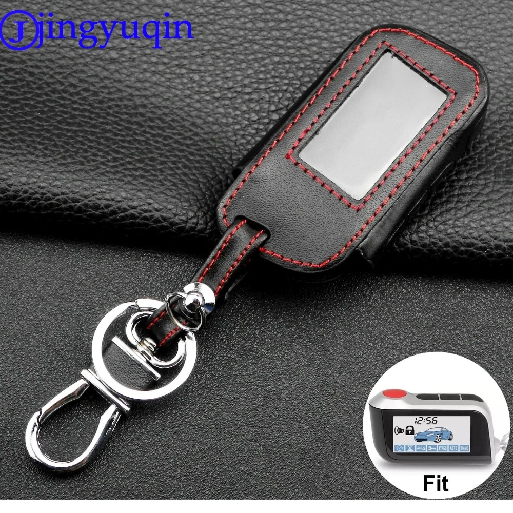 

jingyuqin 5ps/lot 3 BTNS Remote Leather Key Cover Case A93 Keychain Silicone Case For Starline A93 A63 Two Way Car Alarm