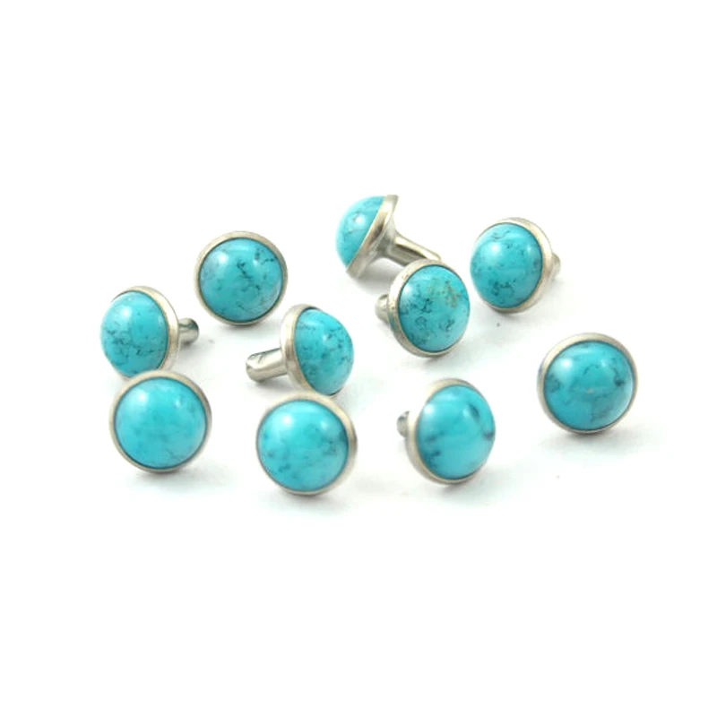 1000 pcs. Turquoise Blue Rivet Stud Buttons Turquoise Jewelry Leather Craft Accessories Diy Decorations Metal Stud Sizes 10 mm