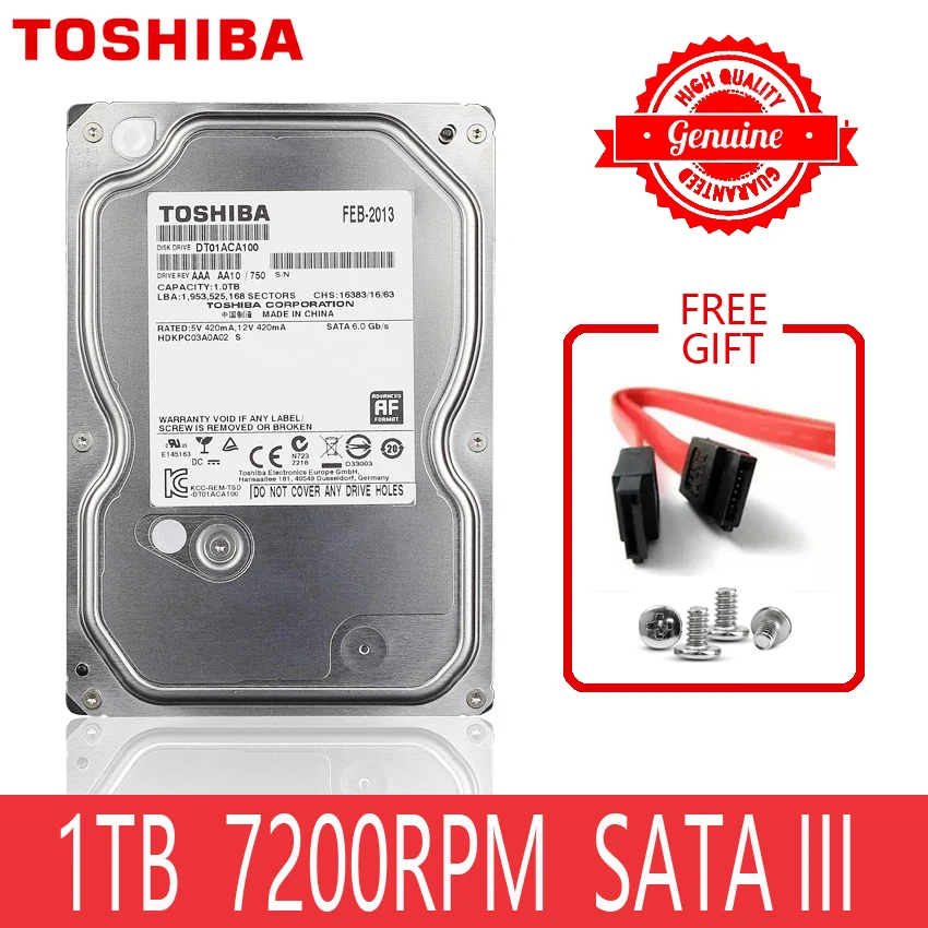 

TOSHIBA 1TB Hard Drive Disk 1000GB 1 TB Internal HD HDD Harddisk 7200 RPM 32M Cache 3.5" 35 SATA III for Desktop PC Computer