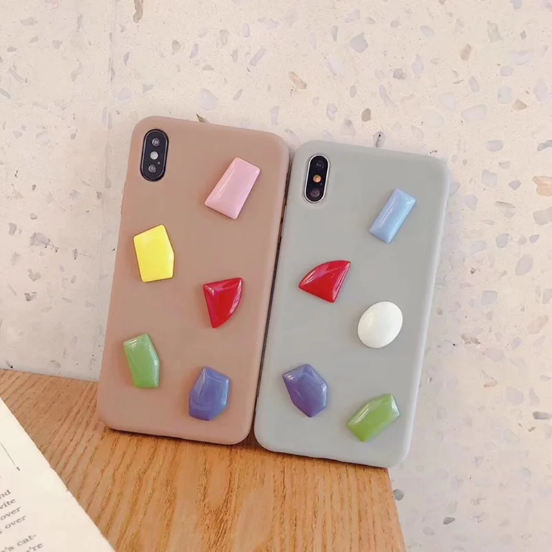 Gray Geometric Color Phone Case for iphone 6 6s 7 8 Plus Brown All-inclusive Anti-drop Silicone Cover XS Max XR X |