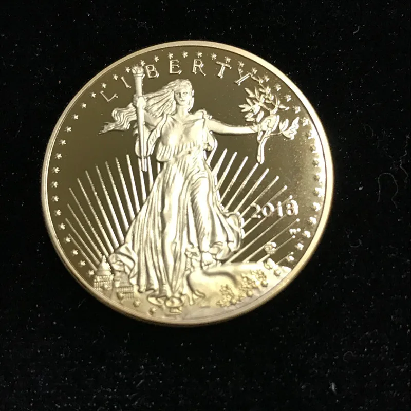 2 шт. бейдж The Freedom 2018 liberty badge покрытие 24 каратным настоящим золотом 32 6 мм Орел