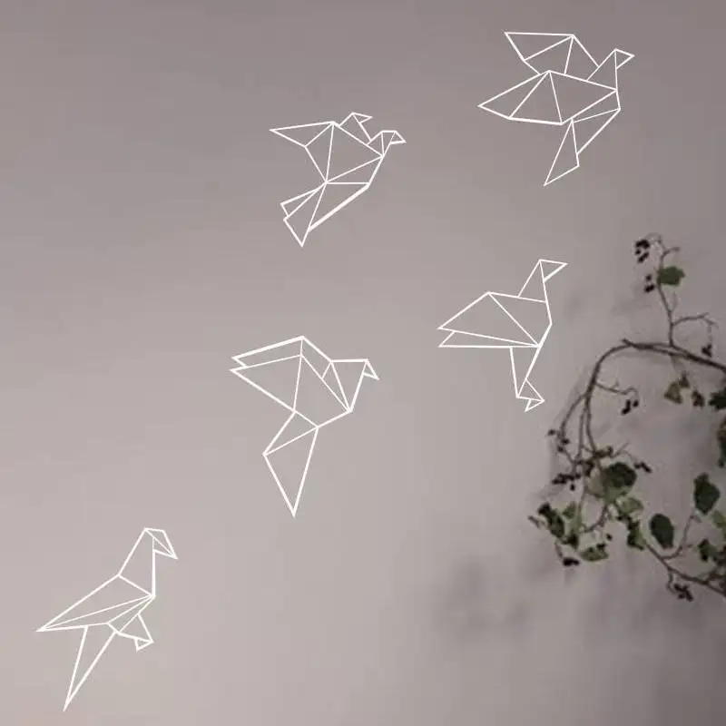 DIY геометрические узоры Летающие птицы виниловые наклейки на стену оригами