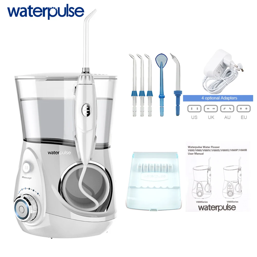 Ирригатор Waterpulse V660, 700 мл, ирригатор для полости рта, 5 наконечников, ирригатор для полива полости рта, зубная нить, массажная зубная нить, гигиена полости рта