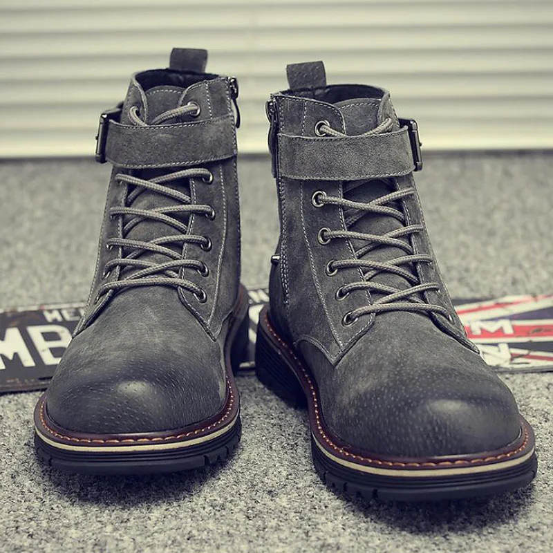 Мужские ботильоны в британском стиле CMSOLO рабочие ботинки ретро плюшевые высокие